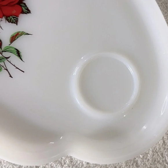 Vintage Rosecrest 8 Piece Snack Tea Set Dura White Floral Red Rose Federal Glass - Picture 9 of 16